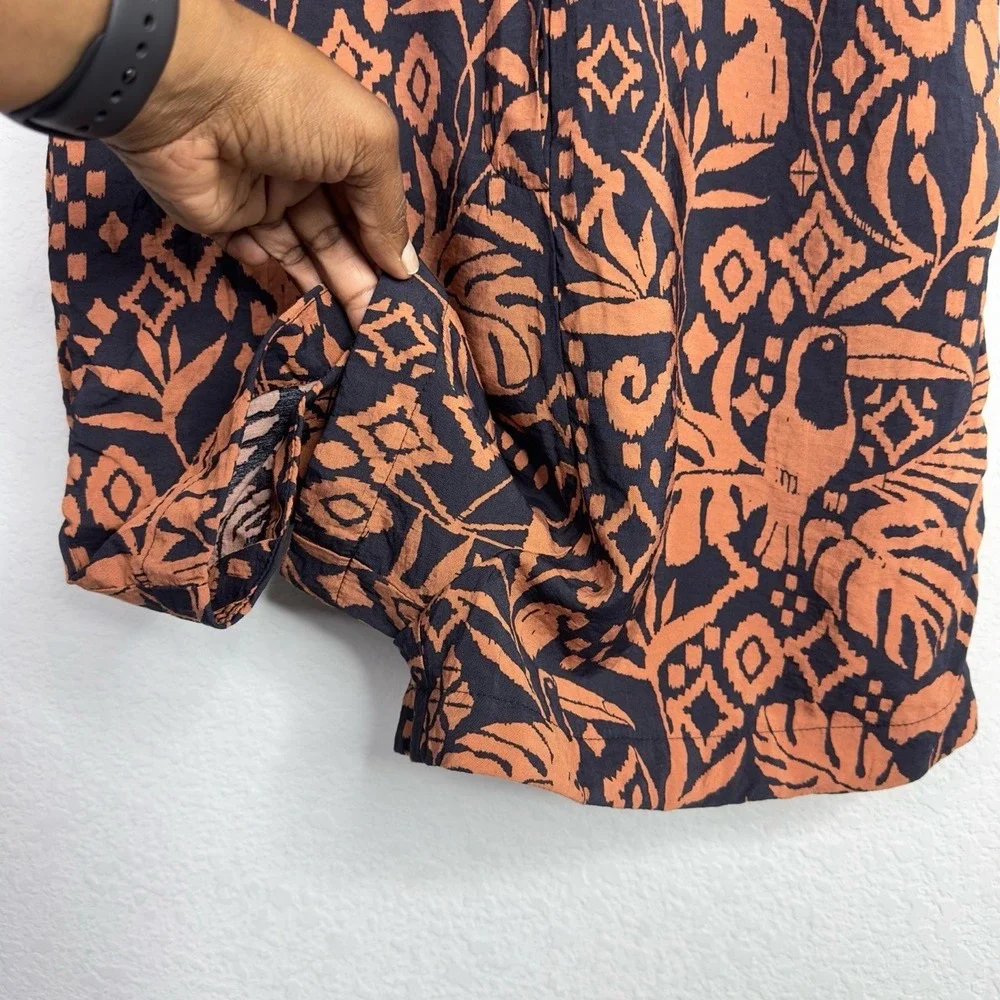 Dress Forum Jumpsuit Womens S Brown Black Tropical Resort Vacation‎ Boho Artsy